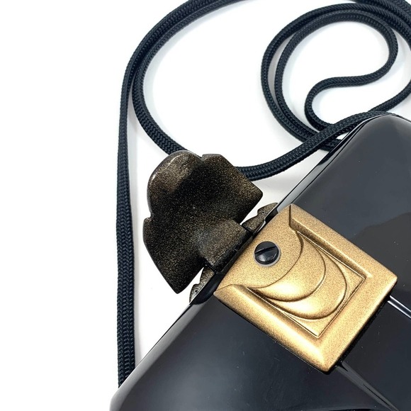 1980's signed MARC LEVINE lacquered black box bag - Picture 6 of 10